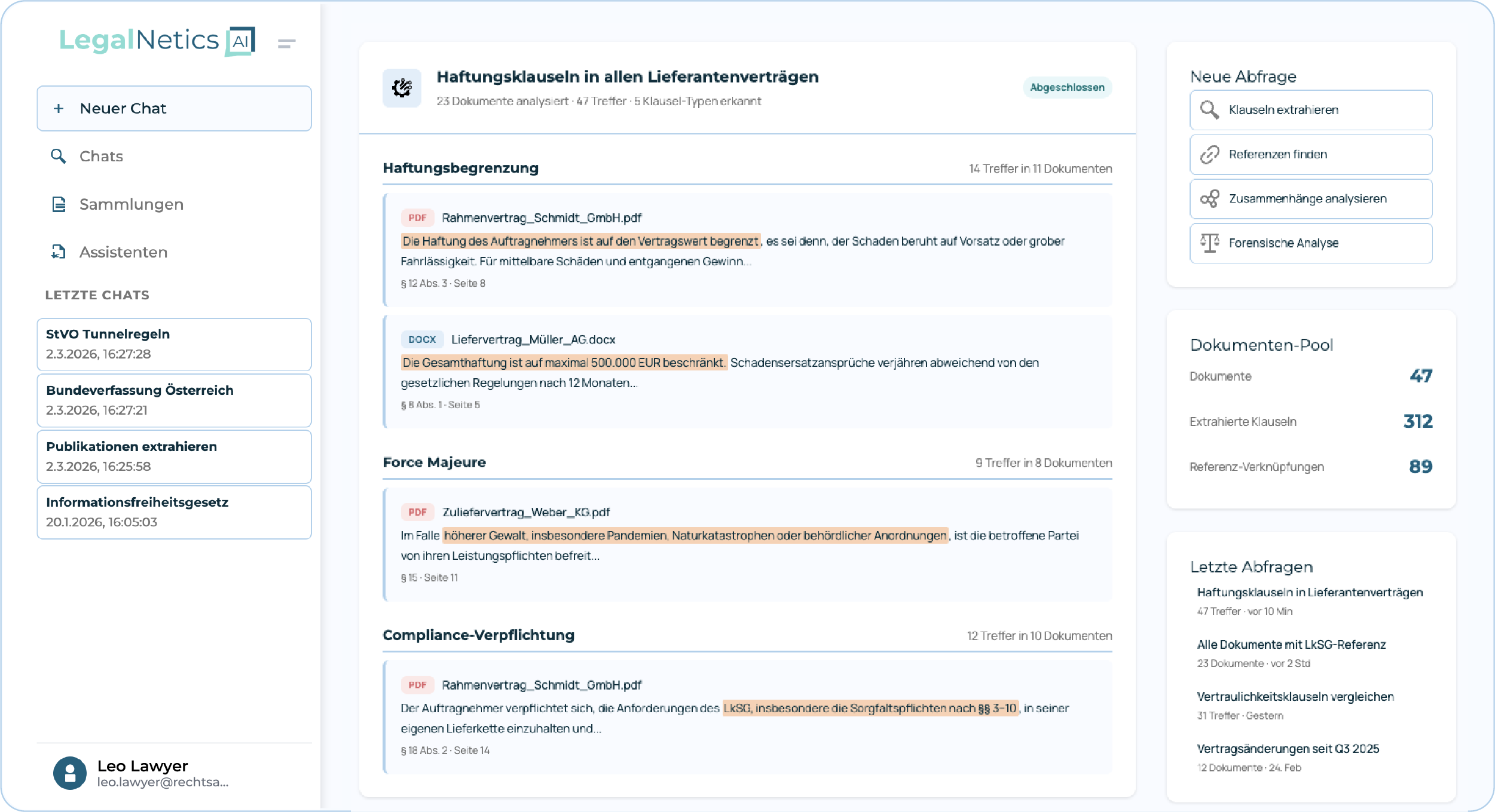 Strukturieren, Analysieren und Verknüpfen von Texten mit Legal Data Mining.